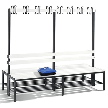 C+P Sitzbank für Umkleide und Garderobe, Breite 196 cm, Höhe 165 cm, Tiefe 75,6 cm