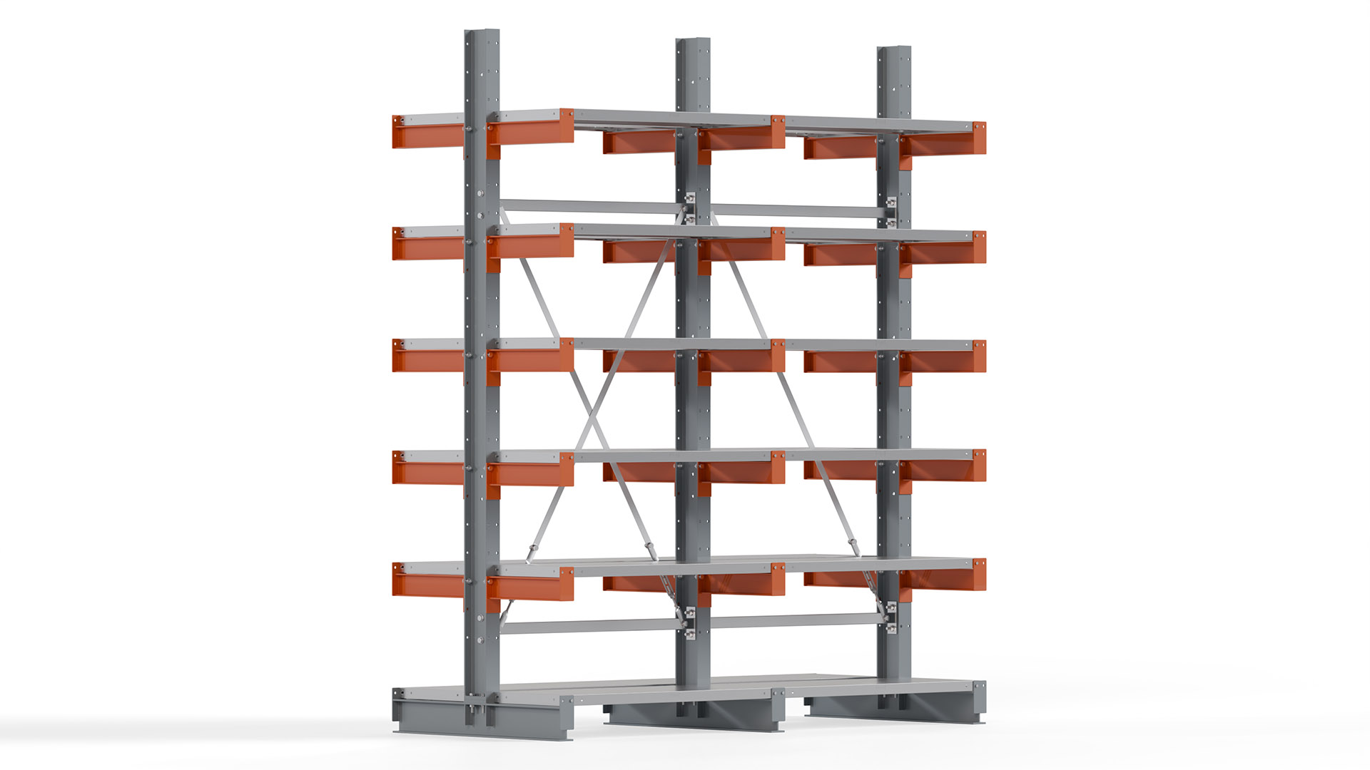 Kragarmregal KARL basic - lackiert - Breite: 200 cm - Höhe: 250 cm - Tiefe: 40 cm - Traglast je Kragarm: 1100 kg - beidseitig