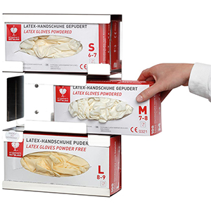 Edelstahl Halterung, 3-fach für Handschuhboxen, offen, 250x80x390 mm, inkl. Montagematerial