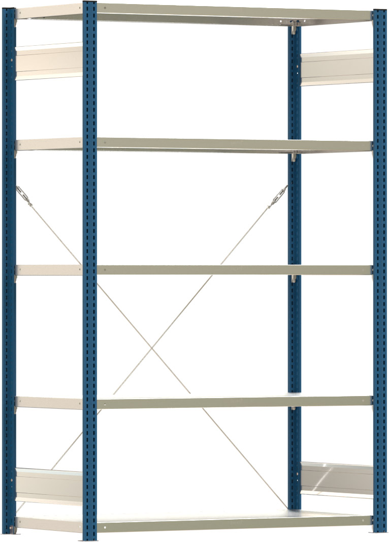 Fachbodenregal BERT - Breite: 128,5 cm - Tiefe: 60 cm - Höhe: 200 cm - 5 Böden - Grundregal