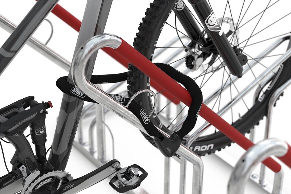 Fahrradbügel, Anlehnparker aus Stahl, 2 Plätze, Umkippschutz, BxTxH 1000x944x856 mm, Feuerverzinkt