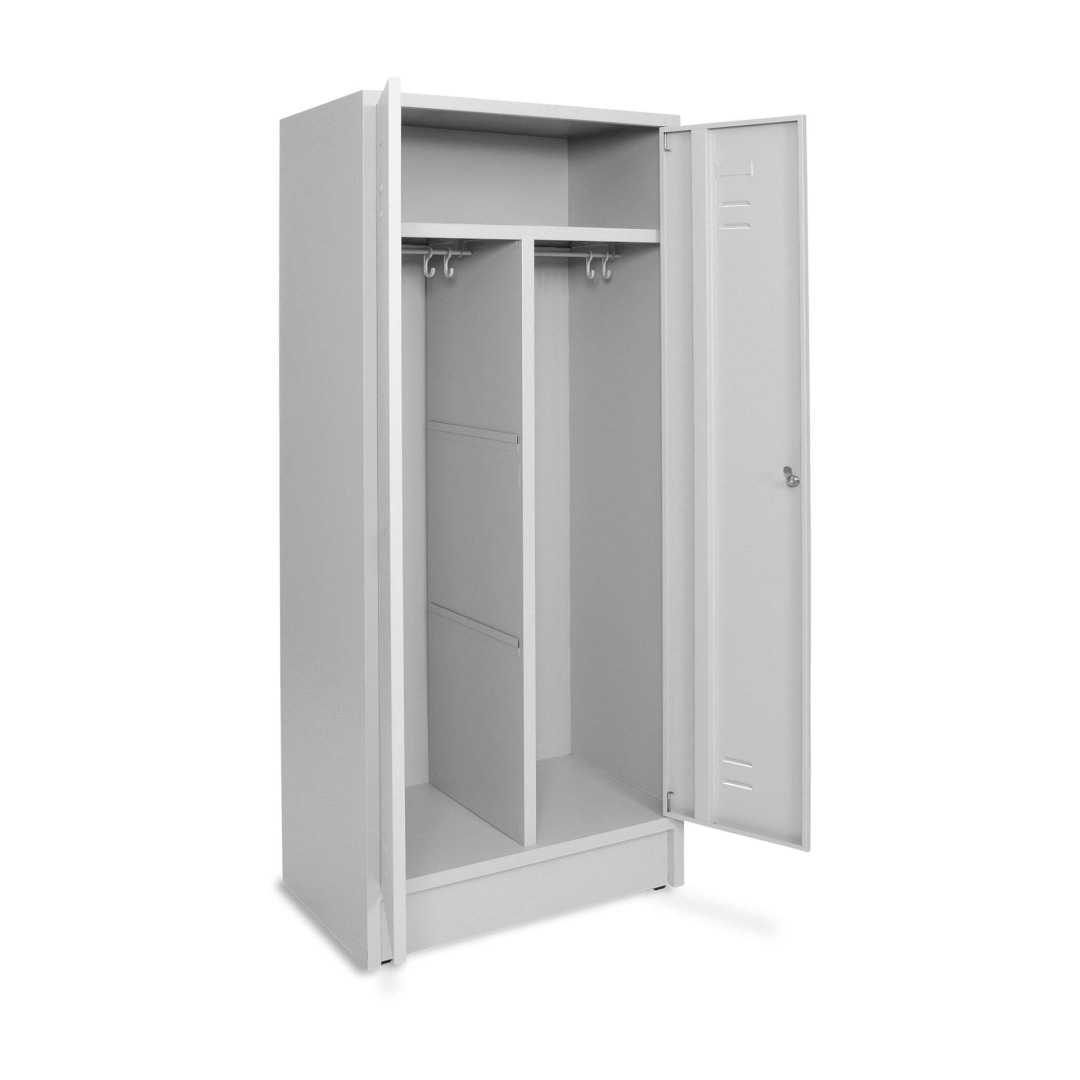 Doppelspind, SW-Trennung, 2 Abteile, Abteilbreite 40 cm, Höhe 180 cm, Breite 80 cm, RAL 7035 Lichtgrau