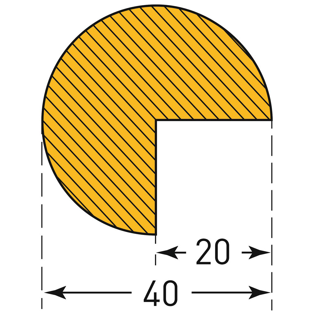 Schutzprofil, Kreis, 40x40 mm,gelb/schwarz, magnetisch, Länge 1000 mm