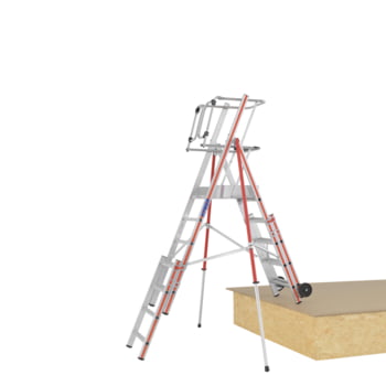 Plattformleiter - Leiterlänge 2.060 mm - höhenverstellbar - Plattform mit Geländer - mit Ablageschale - Aluleiter