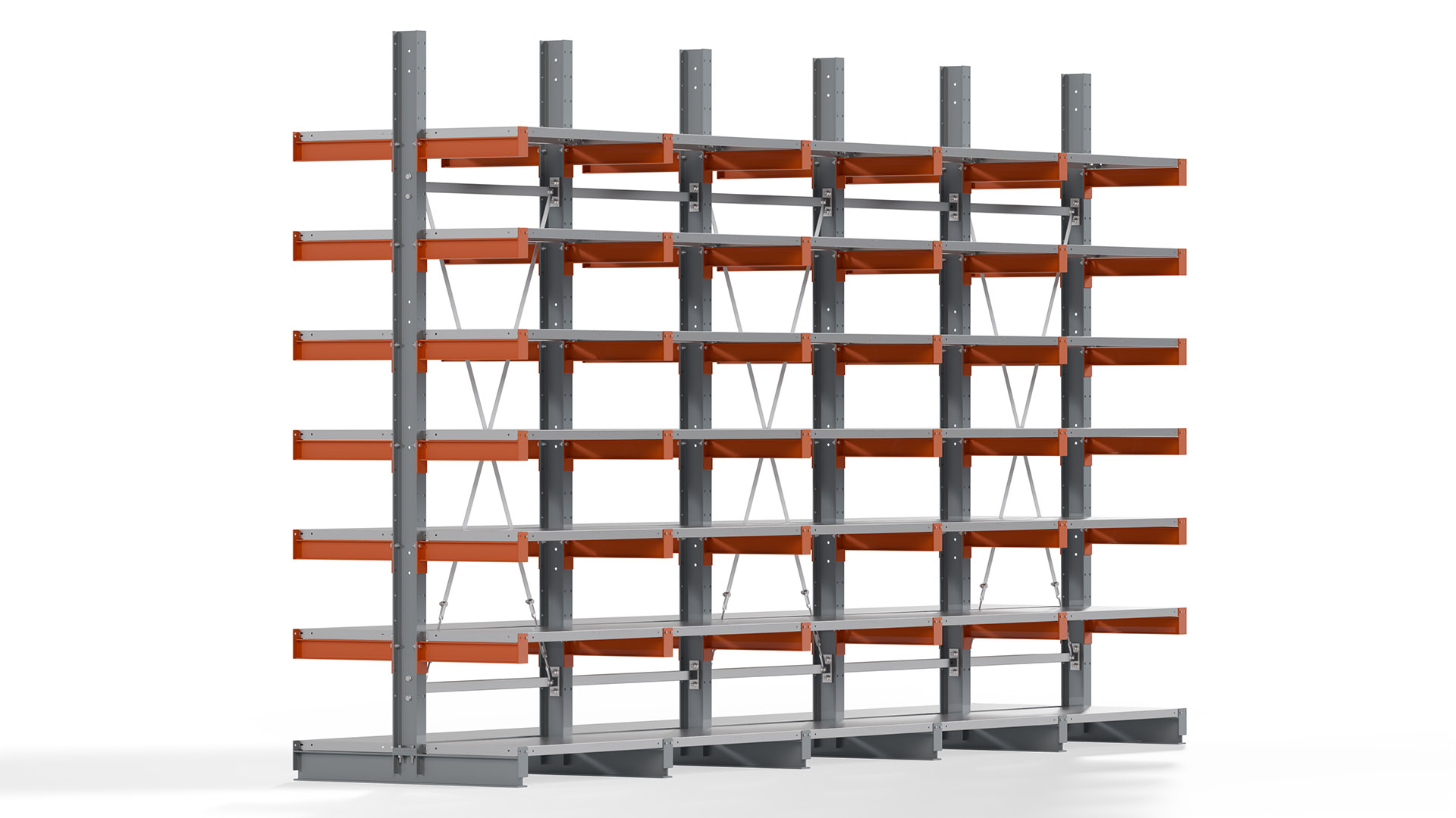 Kragarmregal KARL basic - lackiert - Breite: 500 cm - Höhe: 300 cm - Tiefe: 50 cm - Traglast je Kragarm: 870 kg - beidseitig