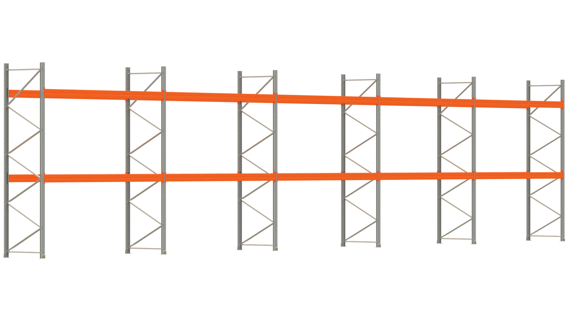 Palettenregal ARTUS - Breite 1851 cm - Höhe 400 cm - Tiefe 110 cm - Fachlast 3700 kg - 60 Palettenstellplätze
