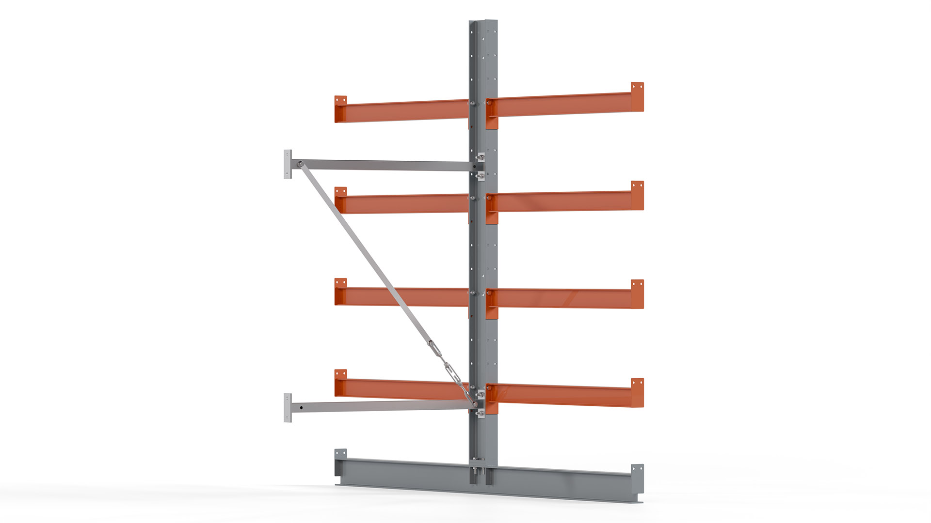Kragarmregal KARL basic - Anbaufeld - Breite: 100 cm - Höhe: 200 cm - Tiefe: 212 cm - Traglast je Arm: 450 kg - doppelseitig