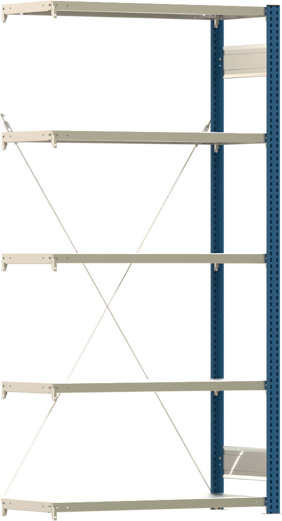 Fachbodenregal BERT - Breite: 100,5 cm - Tiefe: 40 cm - Höhe: 200 cm - 5 Böden - Anbauregal