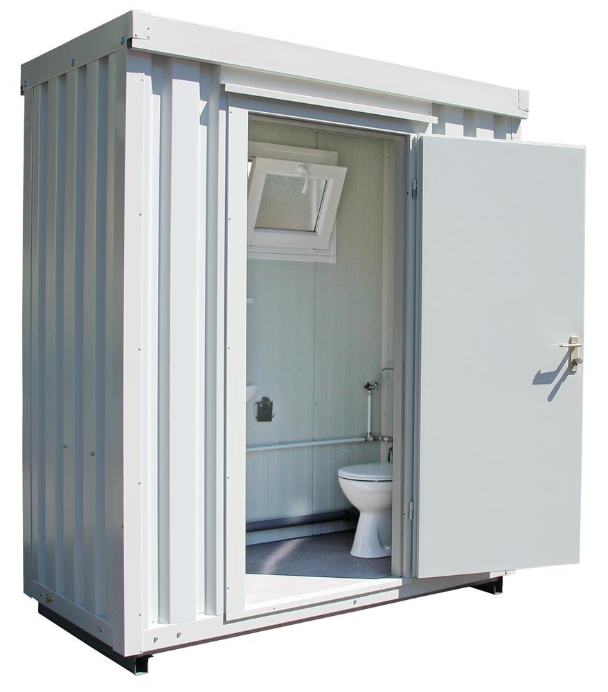 Sanitärcontainer, BxTxH 2100x1140x2515 mm, WC, Waschbecken, Bodenbelastung 500 kg/qm, RAL 9002 grauweiß