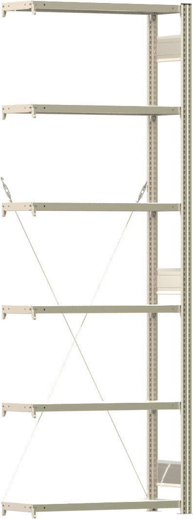 Fachbodenregal BERT - Breite: 87,5 cm - Tiefe: 30 cm - Höhe: 250 cm - 6 Böden - Anbauregal