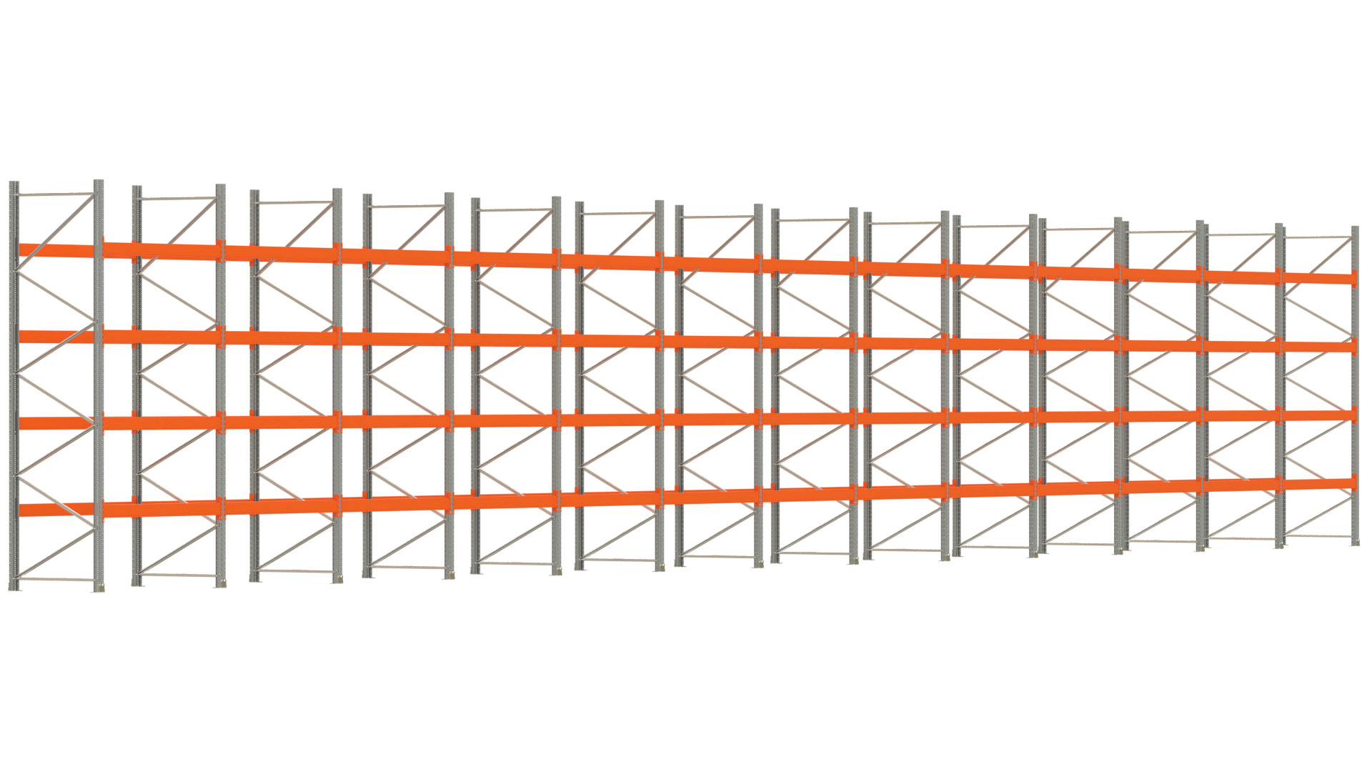 Palettenregal ARTUS - Breite 2589 cm - Höhe 400 cm - Tiefe 110 cm - Fachlast 2600 kg - 130 Palettenstellplätze