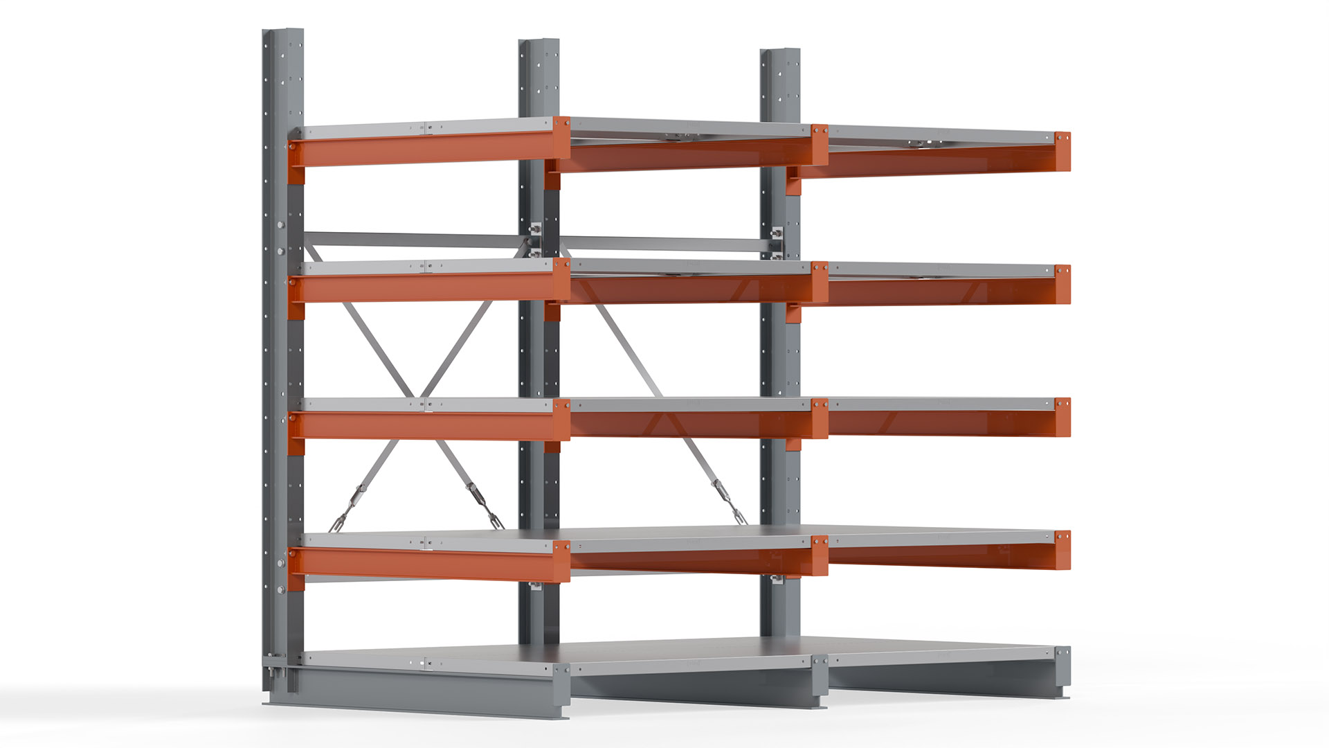 Kragarmregal KARL basic - lackiert - Breite: 200 cm - Höhe: 200 cm - Tiefe: 120 cm - Traglast je Kragarm: 370 kg - einseitig