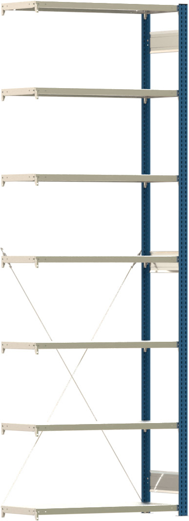 Fachbodenregal mit Tiefenriegel - 150 kg - (HxBxT) 3.000 x 1.005 x 400 mm - Anbauregal - Rahmen enzianblau - Böden verzinkt