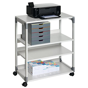 Multifunktionswagen, BxTxH 750x440x880 mm, 4 Böden, davon 2 Böden höhenverstellbar, lichtgrau