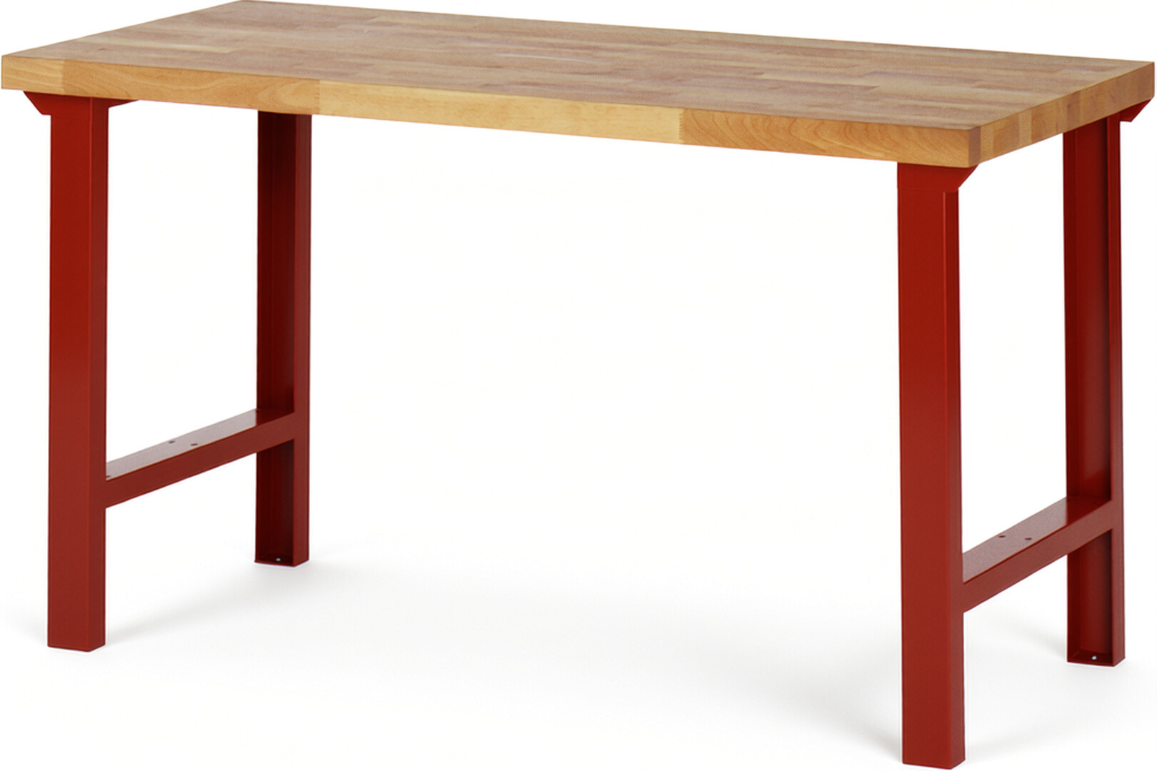Werkbank rot, Breite 150 cm, Tiefe 70 cm, Höhe 84 cm,  Platte: Buche-Massiv-Arbeitsplatte