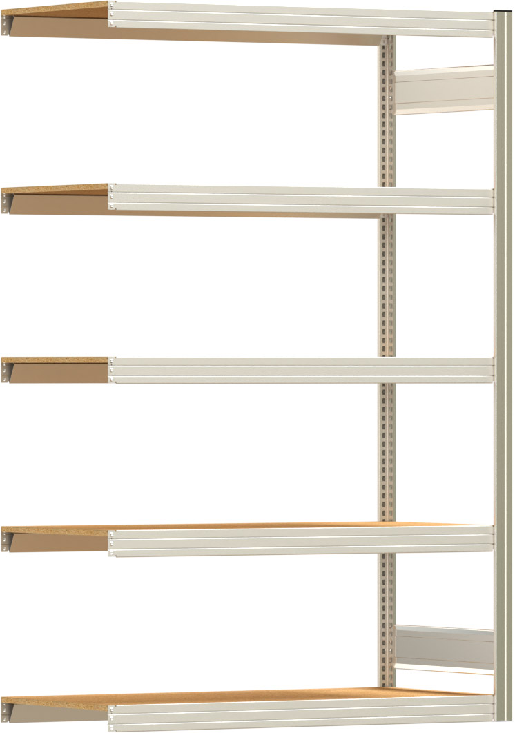 Fachbodenregal BERT - Breite: 128,5 cm - Tiefe: 60 cm - Höhe: 200 cm - 5 Böden - Anbauregal