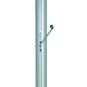 LED-RGB Fahnenlichtmast mit innenliegender Hißvorrichtung, inkl. Bodenkipphalterung und Kurbeltechnik, D. 100 mm, Höhe über Flur 9 m