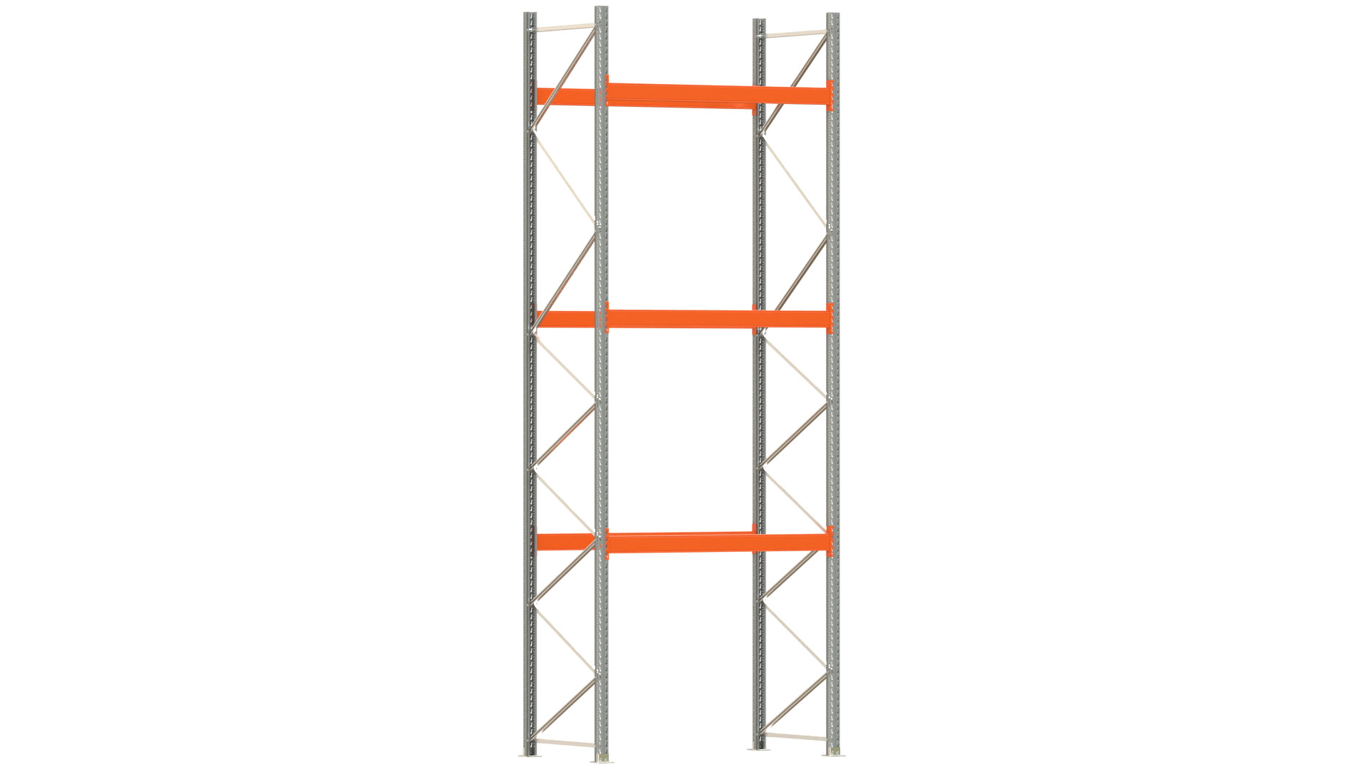 Palettenregal ARTUS - Breite 207 cm - Höhe 550 cm - Tiefe 110 cm - 3 Träger-Ebenen - Fachlast 3000 kg - 8 Palettenstellplätze