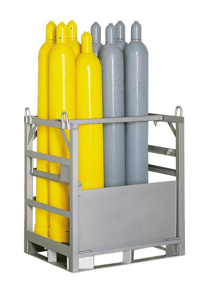 Verzinkte Gasflaschenpalette, Lagerkapazität 12 Druckgasflaschen a 50-l, BxTxH 1060x810x1075 mm