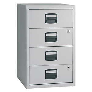 Bürocontainer, Standcontainer, BxTxH 413x400x672 mm, 4 Schubladen, lichtgrau
