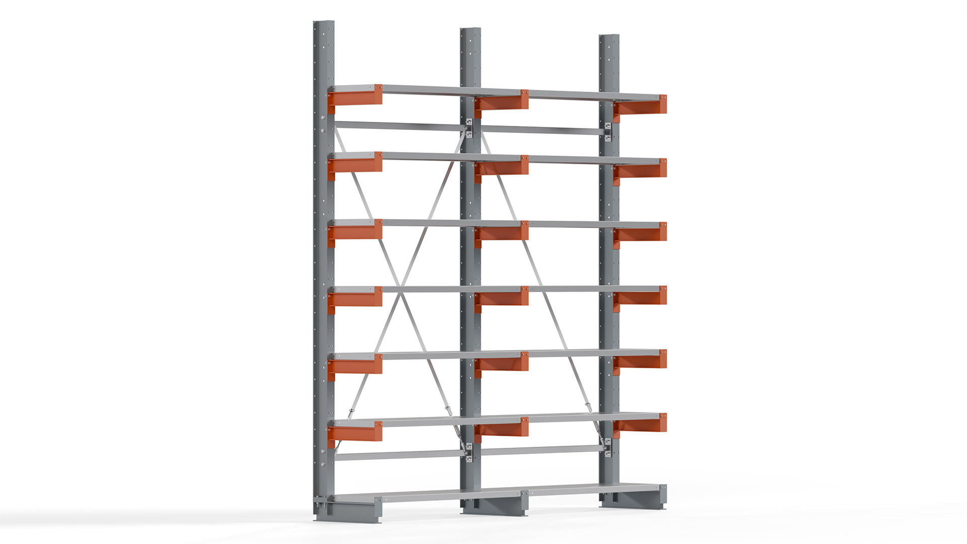 Kragarmregal KARL basic - lackiert - Breite: 256 cm - Höhe: 300 cm - Tiefe: 40 cm - Traglast je Kragarm: 1100 kg - einseitig