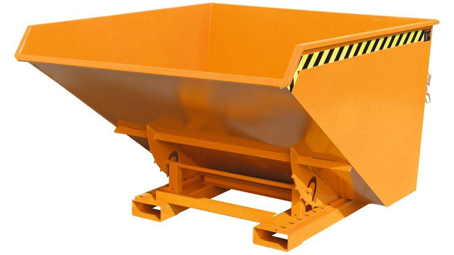 Späne-Selbstkippbehälter mit Abrollsystem, Volumen 0,30 cbm, LxBxH 1260x770x835 mm, lackiert RAL 2000 orange