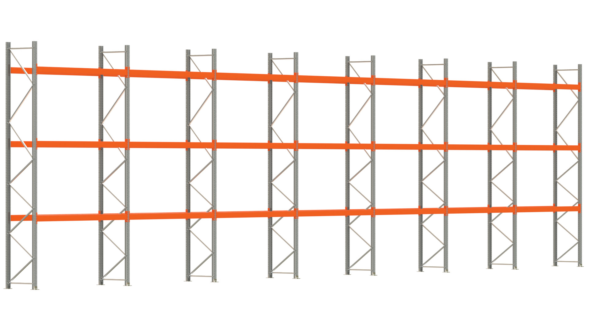 Palettenregal ARTUS - Breite 1958 cm - Höhe 500 cm - Tiefe 80 cm - Fachlast 3000 kg - 56 Palettenstellplätze