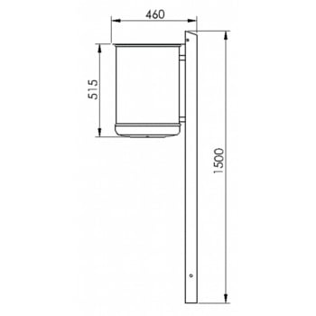 Abfallbehälter mit Pfosten - 35 l - verzinkt