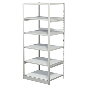 Aktenregal, Büroregal - Steckregal ohne Rückwand, Grundfeld, 6 Fachböden, 5 OH, BxTxH 750x600x1900 mm, lichtgrau