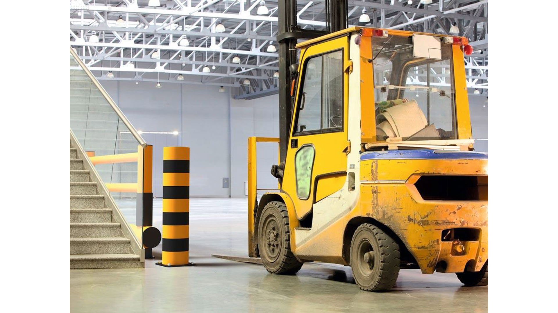 Rammschutz-Poller, extra stark, HDPE, Höhe 900 mm, Durchmesser 200 mm, inkl. Montagematerial, gelb