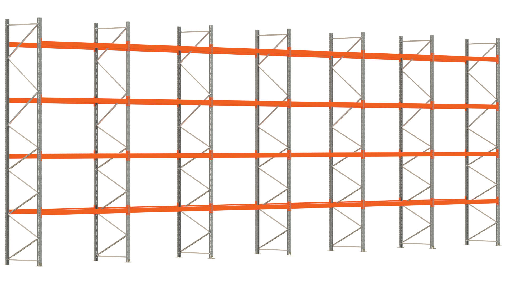 Palettenregal ARTUS - Breite 1679,5 cm - Höhe 550 cm - Tiefe 110 cm - Fachlast 2000 kg - 90 Palettenstellplätze
