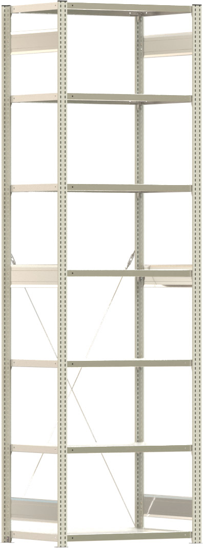 Fachbodenregal BERT - Breite: 87,5 cm - Tiefe: 60 cm - Höhe: 300 cm - 7 Böden - Grundregal