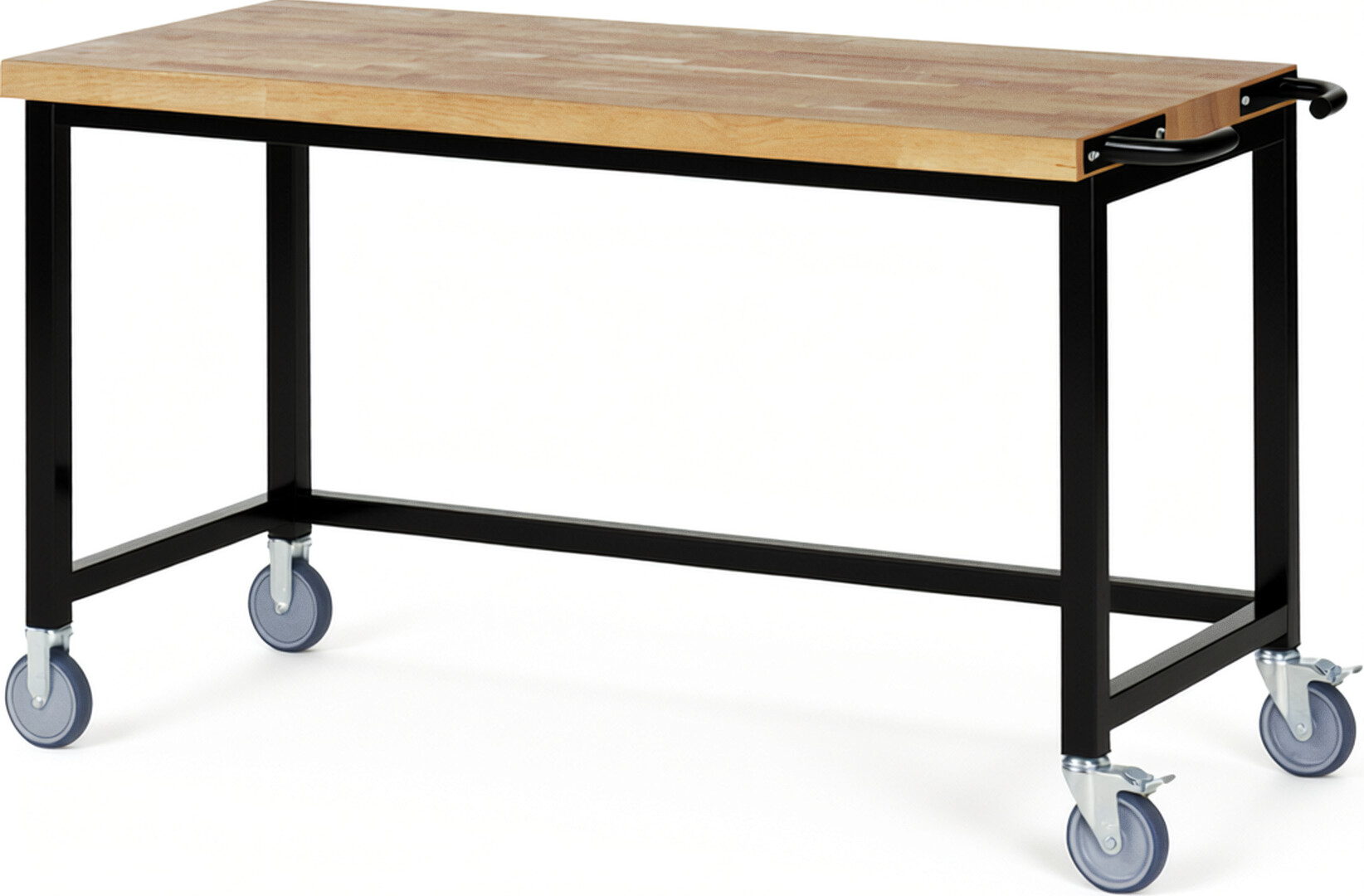 RAU Werkbank schwarz - Breite 150 cm - Tiefe 70 cm - Höhe 88 cm - Buche-Massiv Arbeitsplatte 40 mm