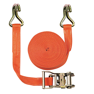 Zweiteiliger Zurrgurt, mit Spitzhaken, 2000 daN zul. Zugkraft in der Umreifung, Gurtbreite 35 mm, Länge 6 m, Farbe orange, 2 Streifen, VE 2 Stück