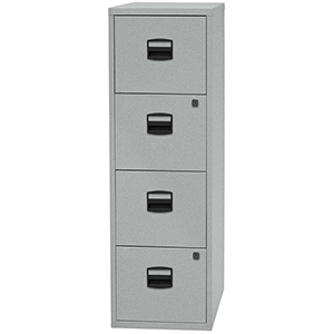 Bürocontainer, Standcontainer, BxTxH 413x400x1321 mm, 4 Hängeregistraturen, silber