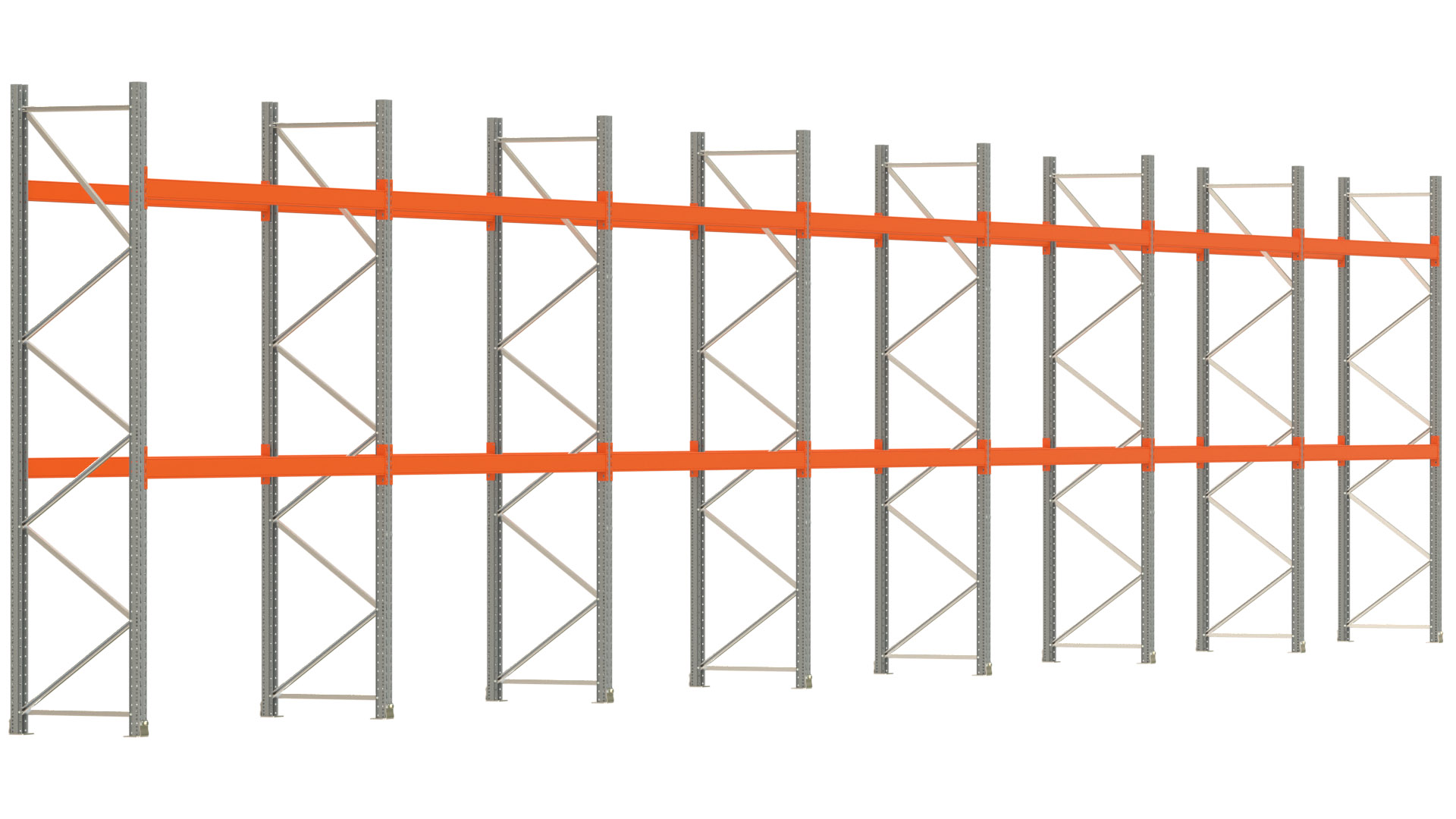 Palettenregal ARTUS - Breite 1958 cm - Höhe 350 cm - Tiefe 80 cm - Fachlast 2000 kg - 42 Palettenstellplätze