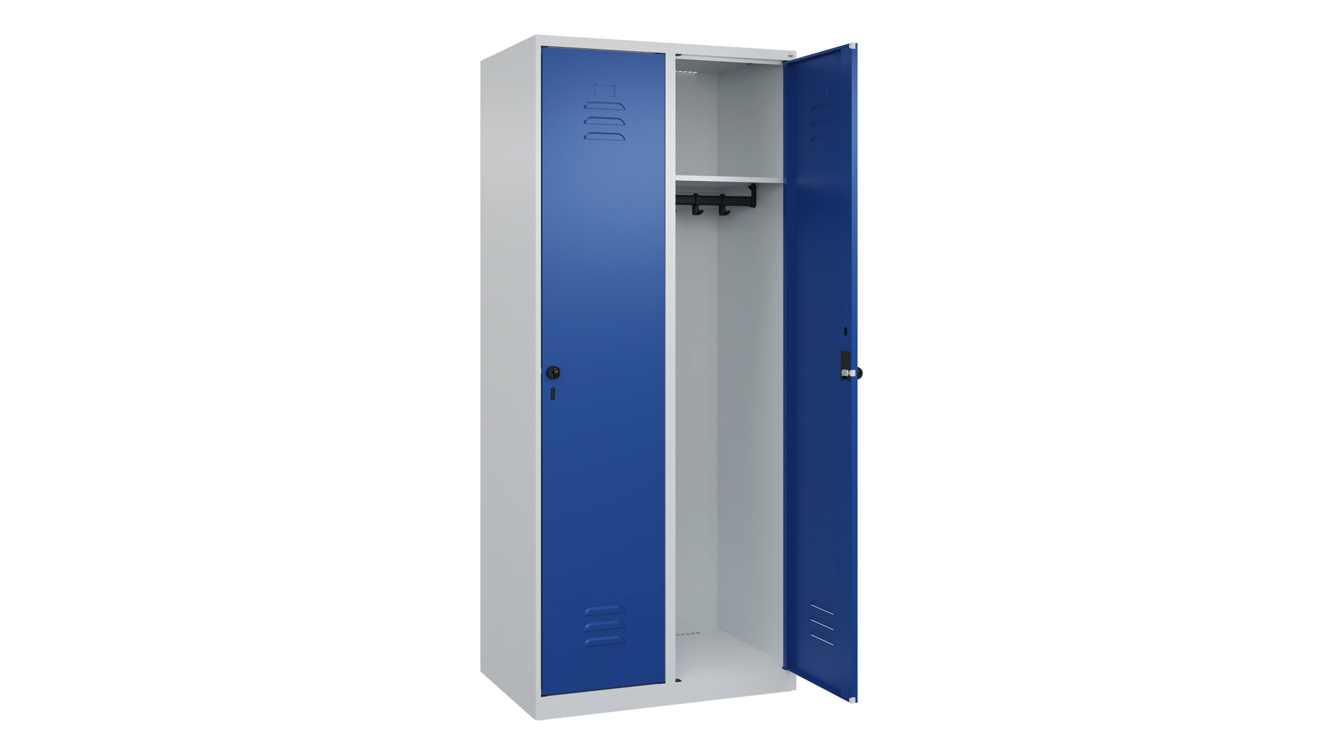 Spind - Garderobenschrank, Breite 80 cm, Höhe 185 cm, Tiefe 50 cm, 2 Abteile