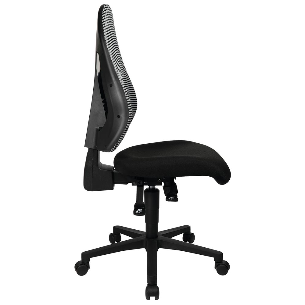 Bürostuhl, Schreibtischstuhl, Drehstuhl, Sitz-BxTxH 500x500x420-530 mm, Lehnenh. 620-690 mm, Netzrücken, Synchronm., Bandscheibensitz, hellgrau/schwarz