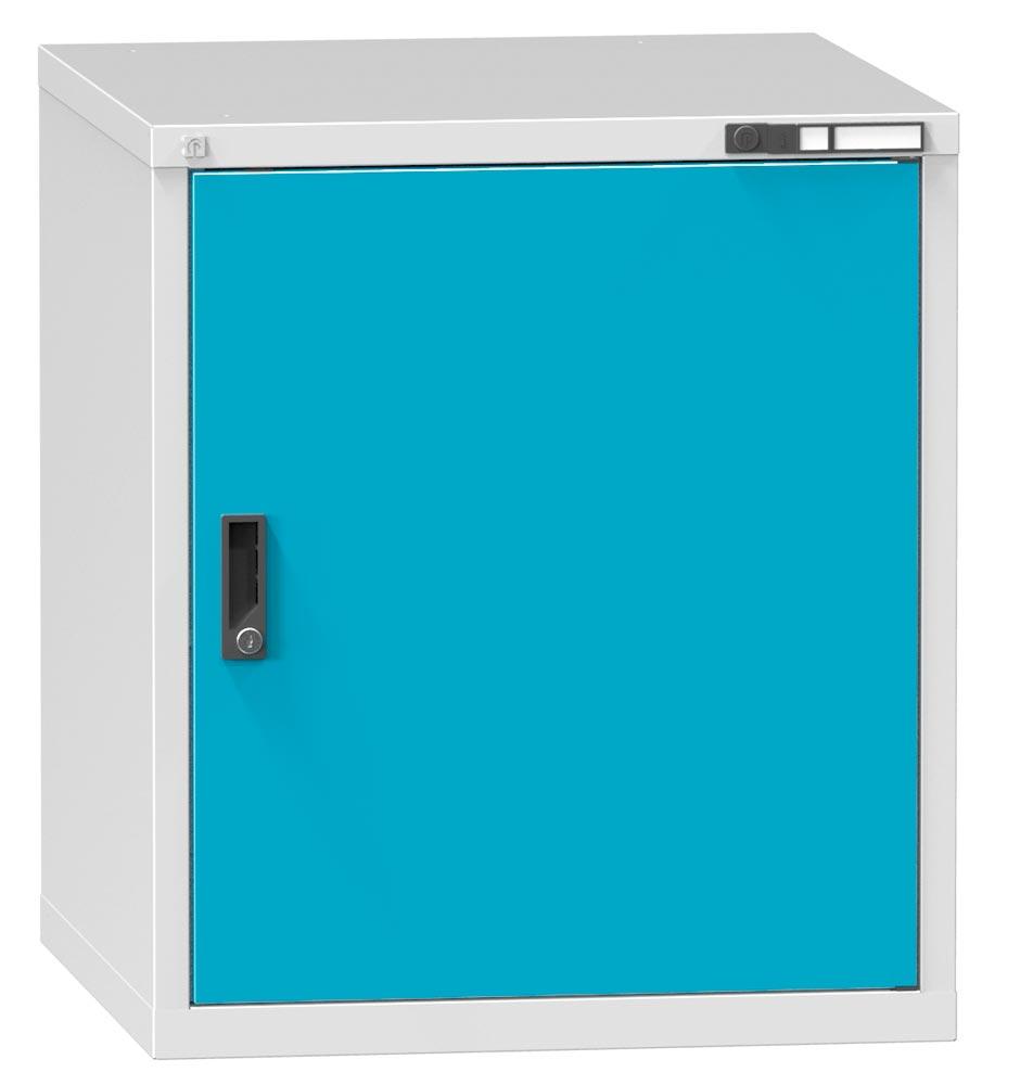 Schubladenschrank, 1 Tür 750 mm, 2 Böden,  BxTxH 731x753x840 mm, RAL 7035/5012