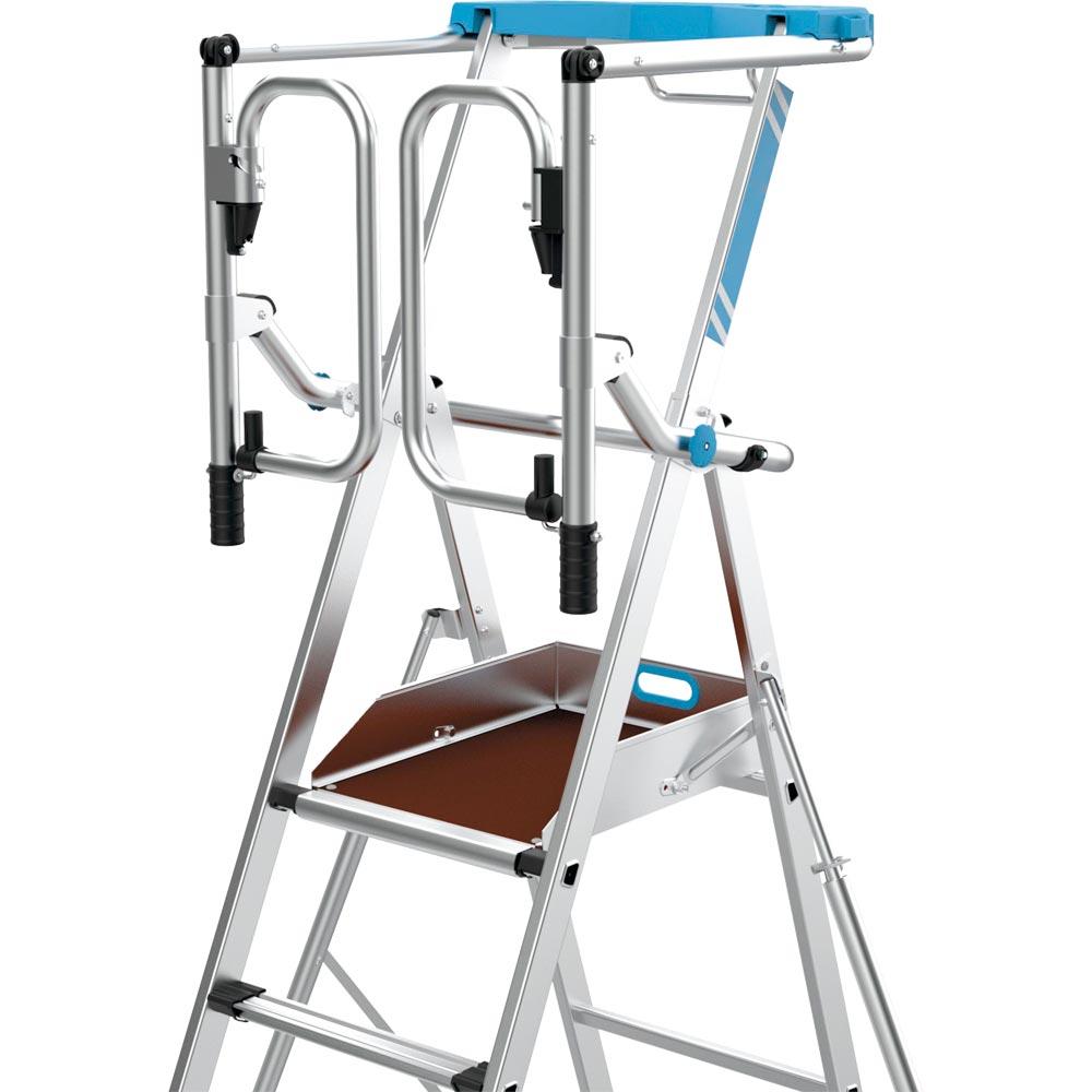 Plattformleiter mit Auslegern, Plattformhöhe 1,70 m, Arbeitshöhe max. 3,70 m, Sprossenanzahl 7, Plattform 400x550 mm, Gewicht 27,4 kg