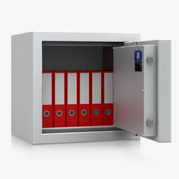 Massiver Aktentresor, Wertschutzschrank, Geldschrank, Safe, VdS Klasse 3, Einbruchsicher, 30 Min feuerfest, 606 x 636 x 510 (HxBxT), lichtgrau