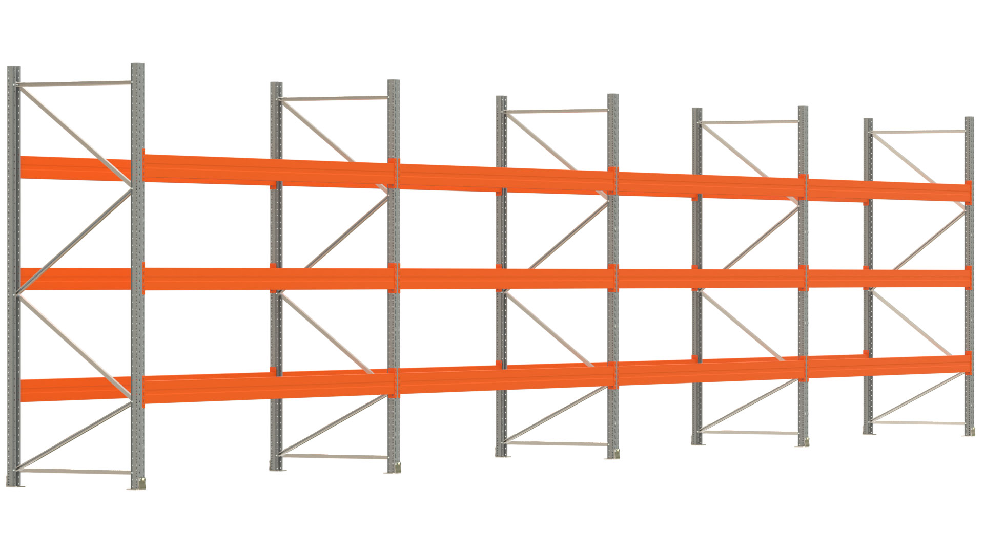 Palettenregal ARTUS - Breite 1482,5 cm - Höhe 300 cm - Tiefe 110 cm - Fachlast 3000 kg - 64 Palettenstellplätze