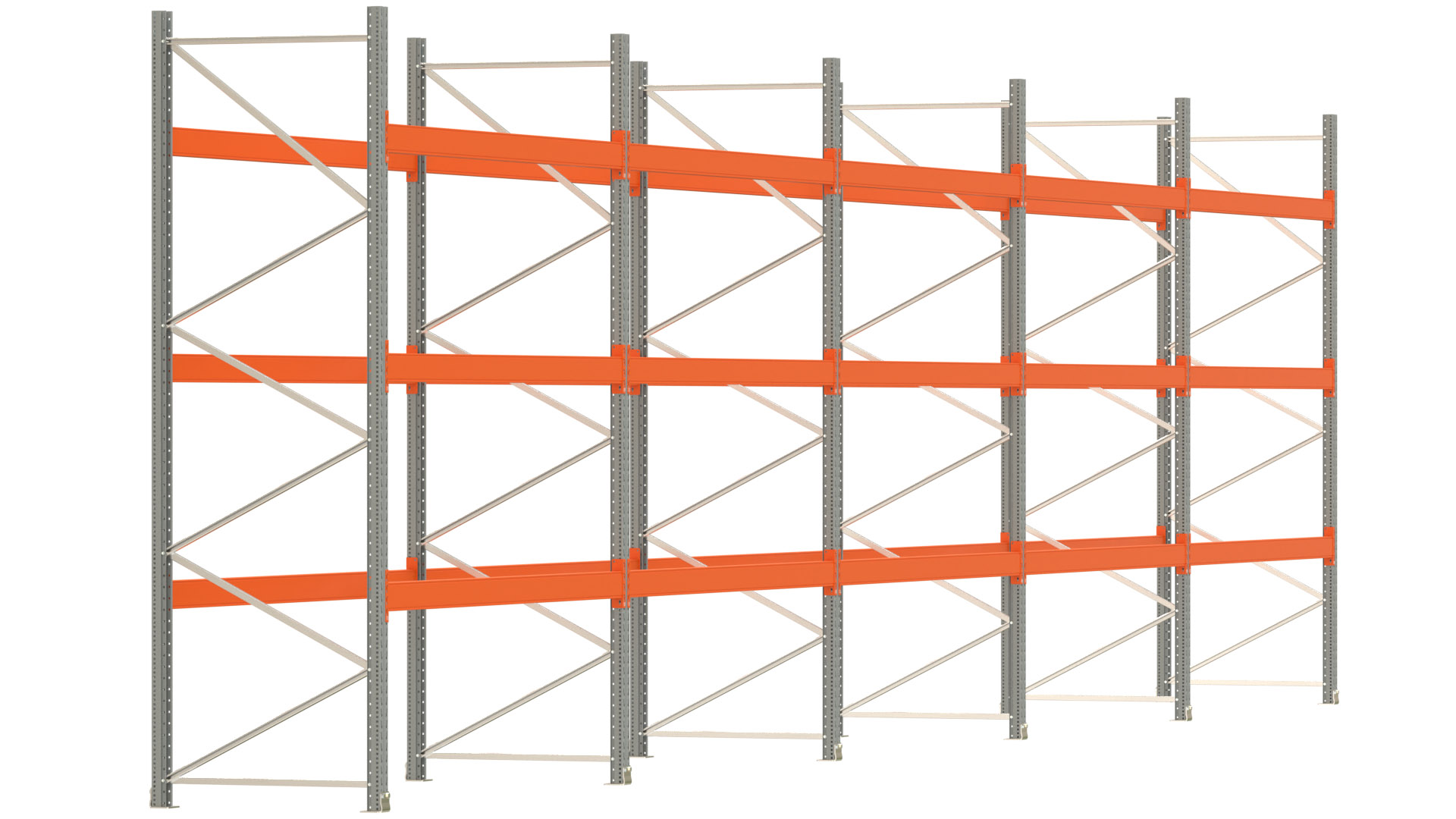 Palettenregal ARTUS - Breite 1401 cm - Höhe 350 cm - Tiefe 110 cm - Fachlast 3000 kg - 60 Palettenstellplätze