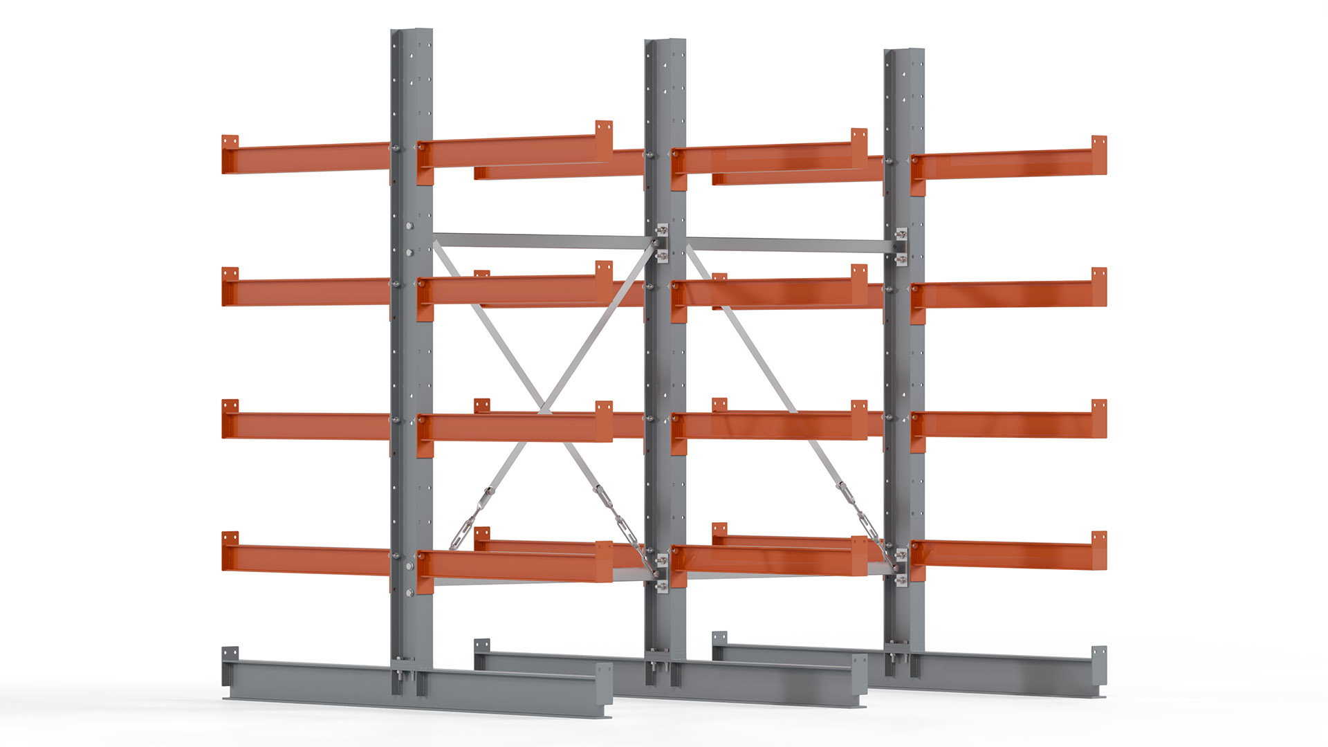 Kragarmregal KARL basic - lackiert - Breite: 200 cm - Höhe: 200 cm - Tiefe: 80 cm - Traglast je Kragarm: 550 kg - beidseitig