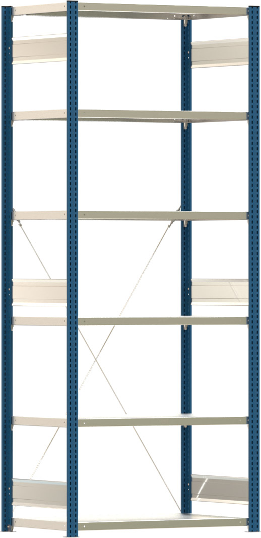 Fachbodenregal BERT - Breite: 100,5 cm - Tiefe: 60 cm - Höhe: 250 cm - 6 Böden - Grundregal