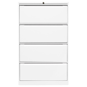 Hängeregisterschrank, BxTxH 800x622x1321 mm, doppelbahnig, 4 Schubladen, Griffleiste, verkehrsweiß