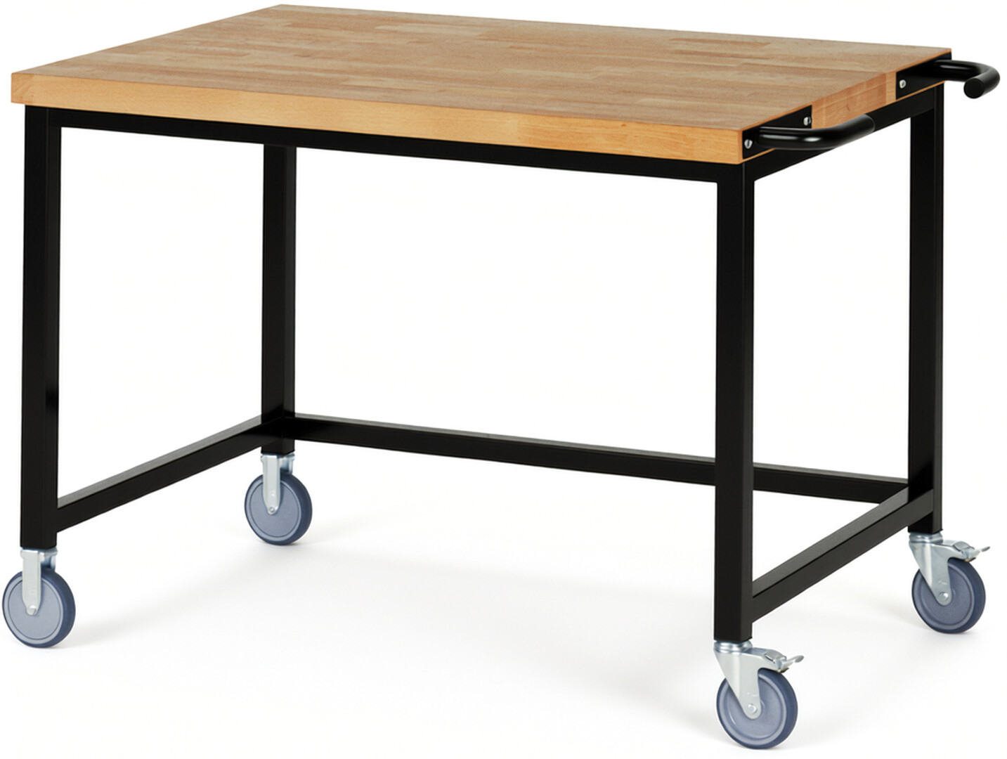 RAU Werkbank schwarz - Breite 125 cm - Tiefe 90 cm - Höhe 108 cm - Buche-Massiv Arbeitsplatte 40 mm