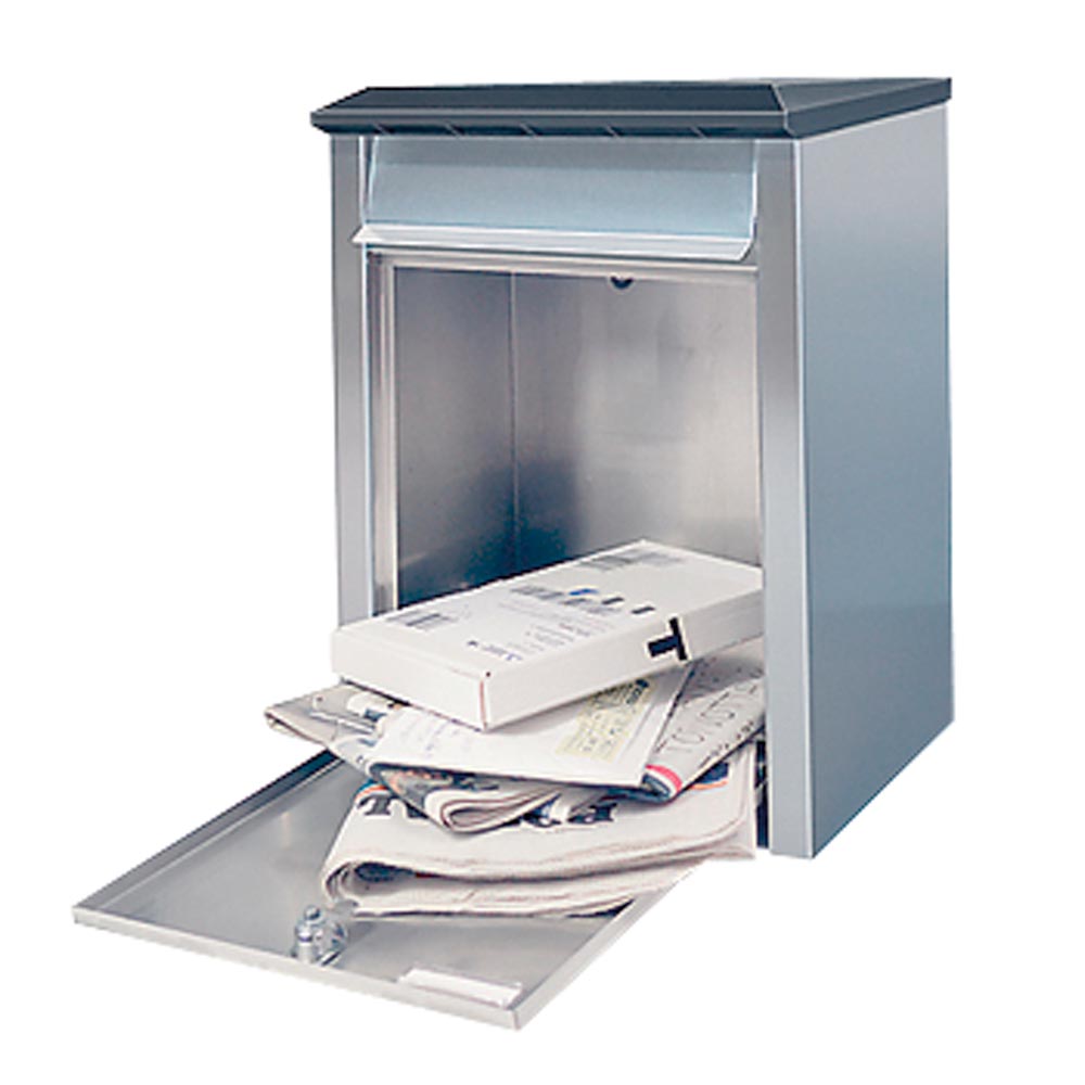 Briefkasten aus V2A mit Kunststoffdeckel, Wandbefestigung inkl. Befestigunsmaterilal, BxTxH 320x210x400 mm
