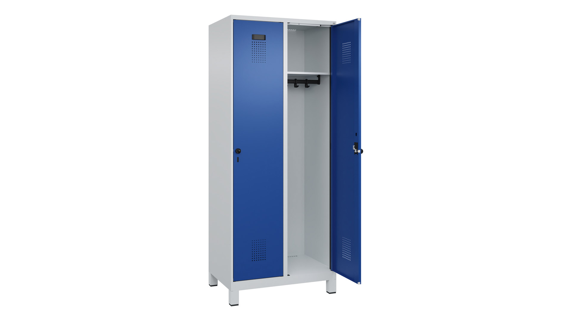 Spind - Garderobenschrank, Breite 80 cm, Höhe 195 cm, Tiefe 50 cm, 2 Abteile