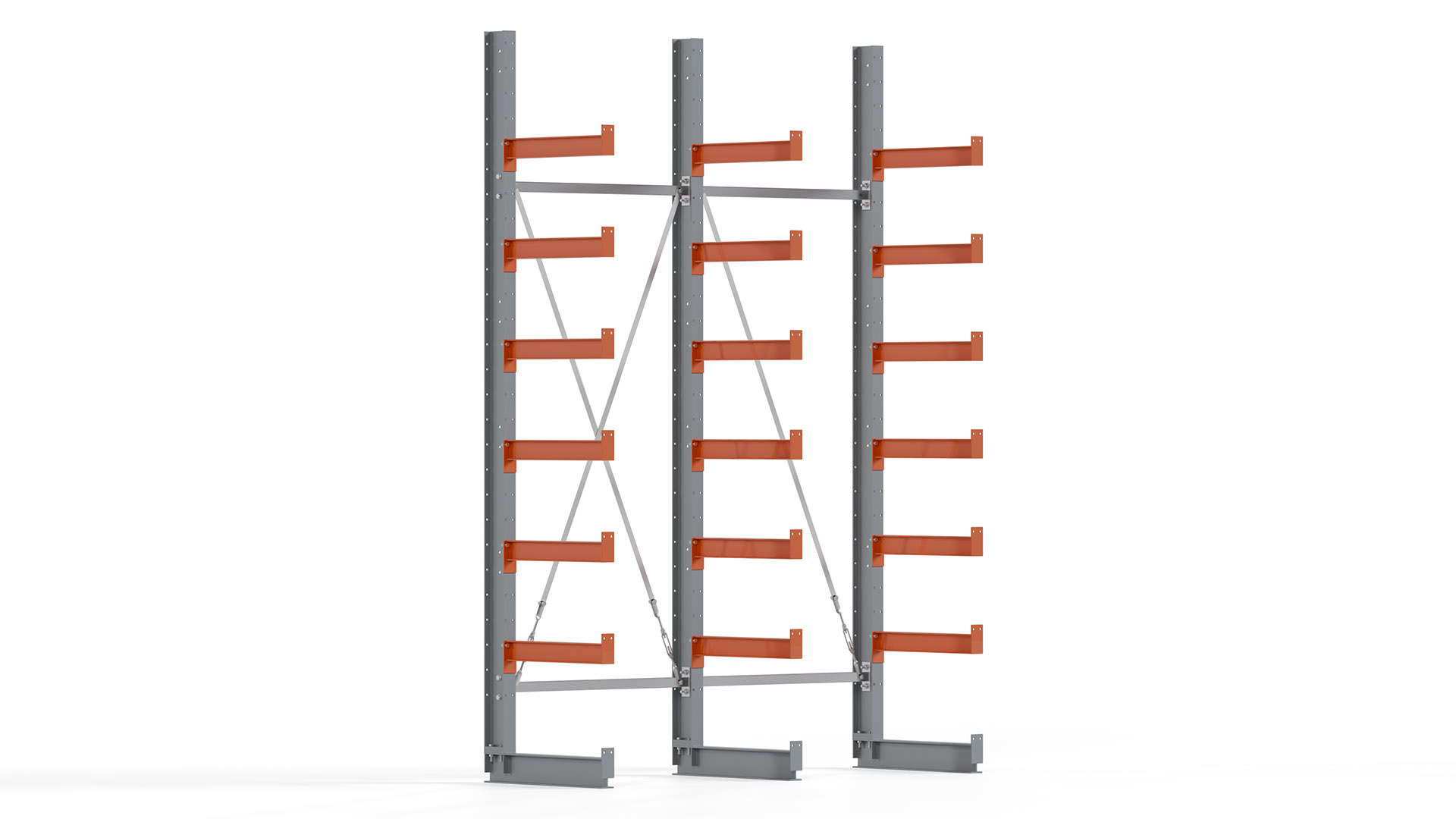 Kragarmregal KARL basic - lackiert - Breite: 200 cm - Höhe: 300 cm - Tiefe: 60 cm - Traglast je Kragarm: 730 kg - einseitig
